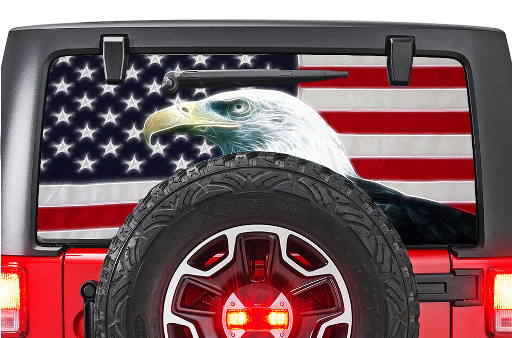 Perforated Eagle USA Rear Window Decal Compatible with JL Wrangler