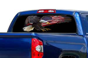 Perforated Eagle USA Rear Window Decal Compatible with Toyota Tundra