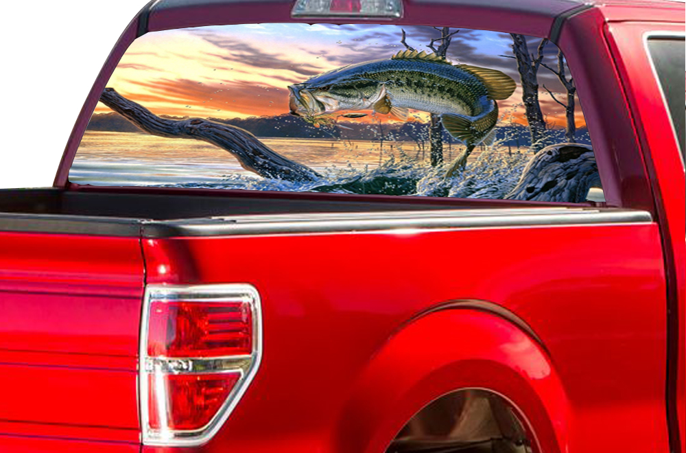 Perforated Fish Rear Window Decal Compatible with Ford F150