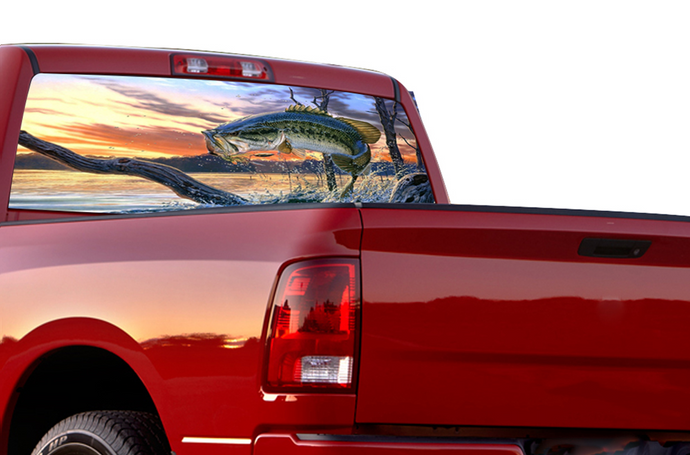 Perforated Fishing Rear Window Decal Compatible with Dodge Ram 1500, 2500, 3500