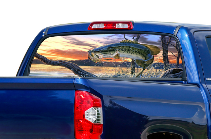 Perforated Fishing Rear Window Decal Compatible with Toyota Tundra
