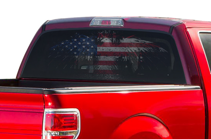 Ford F150 Perforated USA Eagle Rear Window Decals Compatible with F150