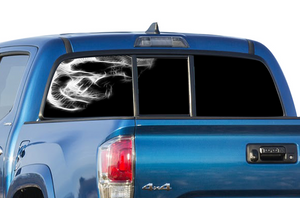 Perforated Half Skull Rear Window Decal Compatible with Toyota Tacoma