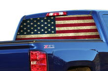 Load image into Gallery viewer, Perforated Rear Window Flag USA Decal Compatible with with Chevrolet Silverado