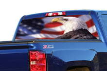 Load image into Gallery viewer, Perforated Rear Window US Flag Eagle Decal Compatible with Chevrolet Silverado
