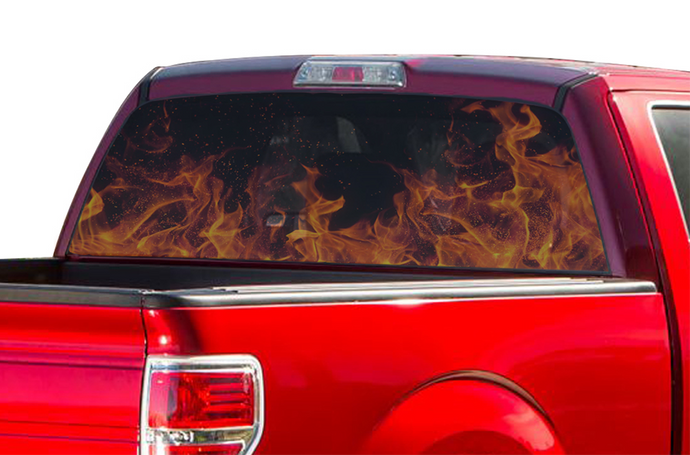 Ford F150 Perforated Flames Rear Window Decals Compatible with F150