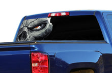 Load image into Gallery viewer, Perforated Skull Half Rear Window Decal Compatible with with Chevrolet Silverado