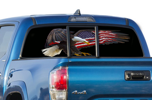 Perforated USA Eagle Rear Window Decal Compatible with Toyota Tacoma