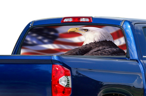 Perforated USA Eagle Rear Window Decal Compatible with Toyota Tundra