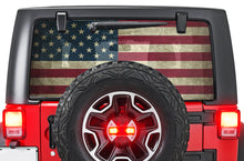 Load image into Gallery viewer, Perforated USA Flag Rear Window Decal Compatible with JK Wrangler