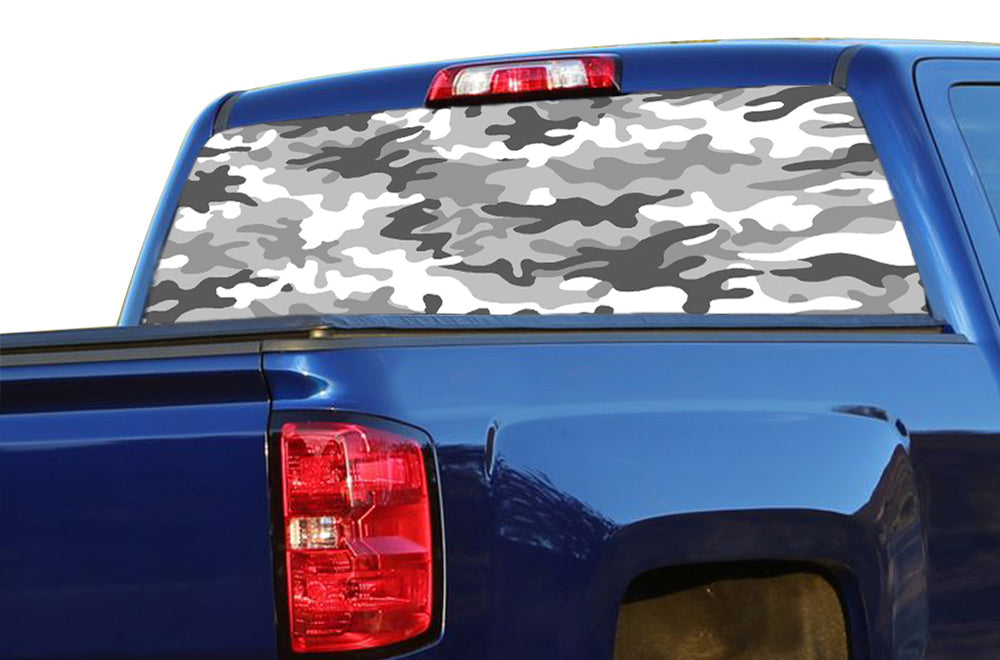 Perforated White Army Rear Window Decal Compatible with with Chevrolet Silverado