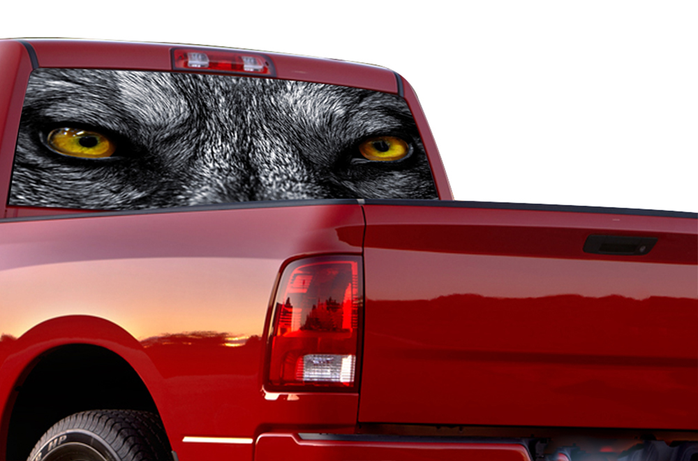 Perforated Wolf Eyes Rear Window Decal Compatible with Dodge Ram 1500, 2500, 3500
