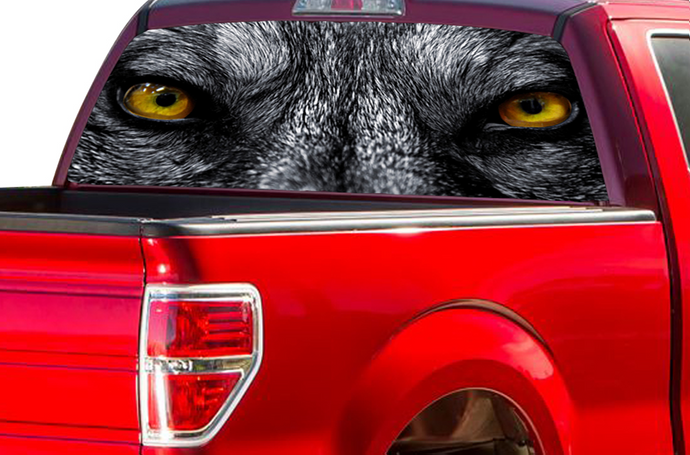 Perforated Wolf Eyes Rear Window Decal Compatible with Ford F150