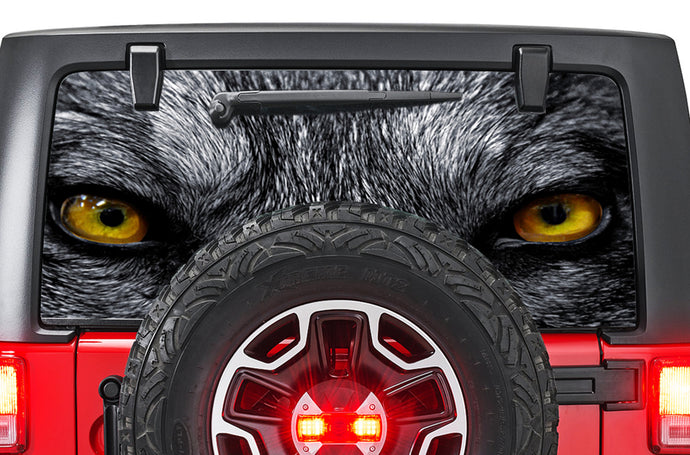 Perforated Wolf Eyes Rear Window Decal Compatible with JL Wrangler