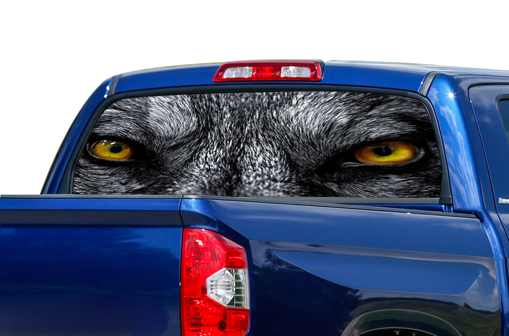 Perforated Wolf Eyes Rear Window Decal Compatible with Toyota Tundra