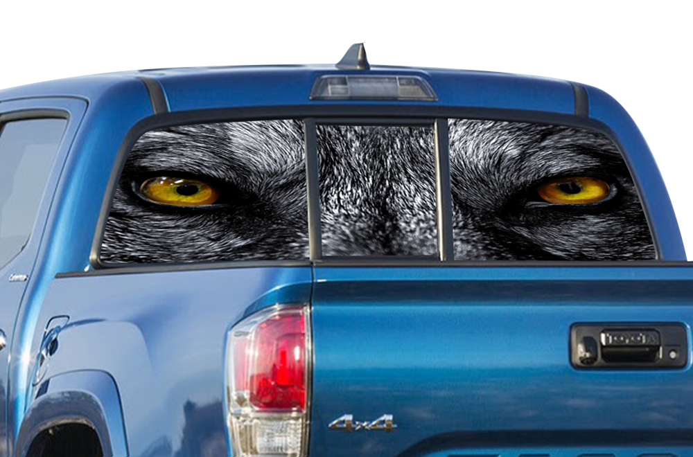 Perforated Wolf Eyes Rear Window Decal Compatible with Toyota Tacoma