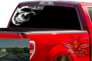 Black Skull Rear Window vinyl Ford F150 Perforated Decals