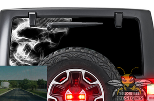Black Skull Rear Window stickers JL Wrangler Perforated decals