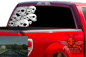 Black Skulls Rear Window vinyl Ford F150 Perforated Decals