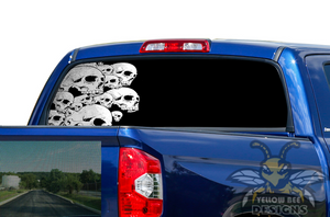 Black Skulls Rear Window stickers Perforated Decals Toyota tundra