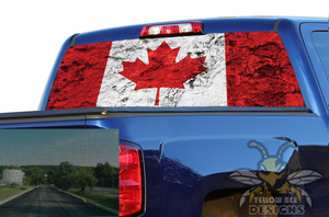 chevy silverado rear window decals Perforated Graphics Canada Flag
