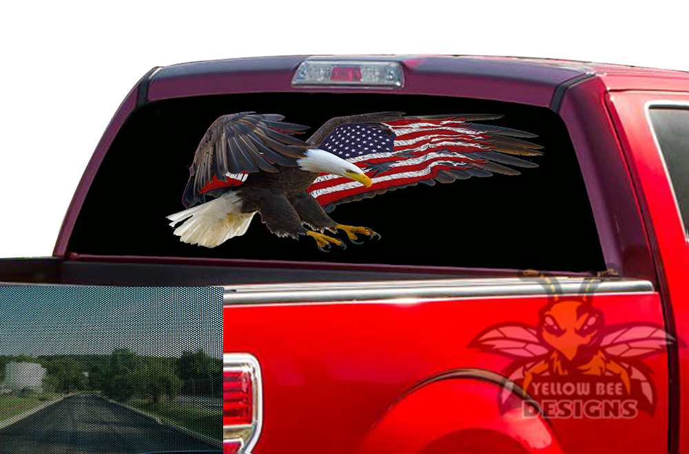 Ford F150 Perforated USA/Eagle Rear Window Decals Compatible with F150