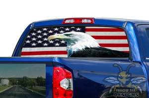 Eagle USA Flag Rear Window stickers Perforated Decals Toyota tundra