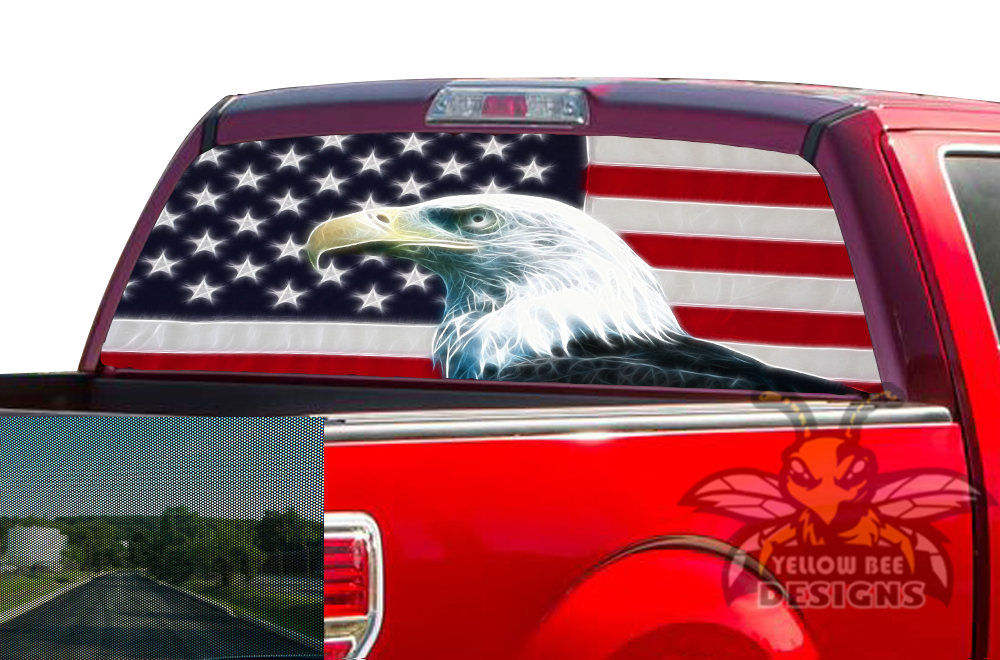 Ford F150 Perforated Eagle/USA Rear Window Decals Compatible with F150
