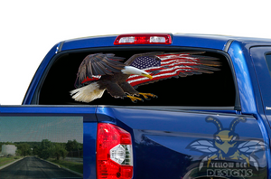 Eagle USA Flag Rear Window stickers Perforated Decals Toyota tundra.