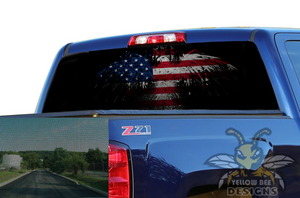 Perforated Graphics US Eagle Rear window decals for chevy silverado