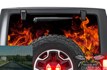 Load image into Gallery viewer, Red Flames Rear Window  jk 2017 Wrangler Perforated Decals, vinyl
