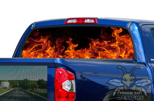Load image into Gallery viewer, Red Flames Rear Window stickers Perforated Decals Toyota tundra 2019, 2020, 2021