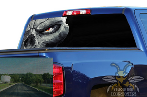 Chevy Silverado Perforated rear window Graphics Skull Half