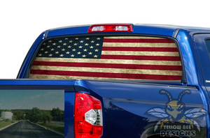 USA Flag Rear Window stickers Perforated Decals Toyota tundra