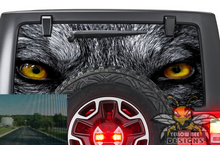 Load image into Gallery viewer, Wolf Eyes Rear Window  jk Wrangler Perforated Decals, vinyl
