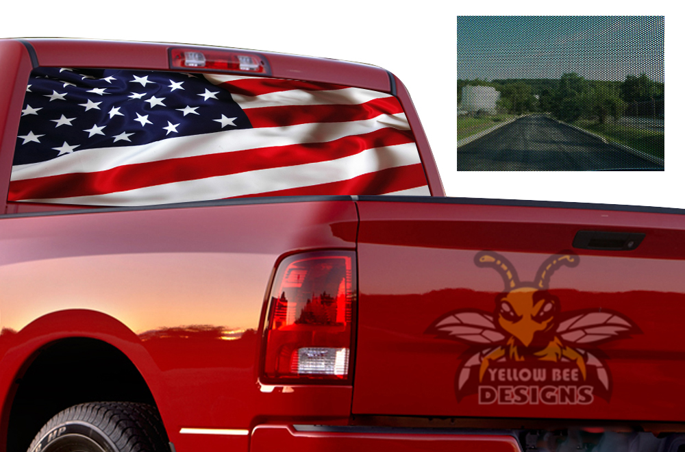 Ram Rear Window Graphics US Flag Perforated sun protection Decals Dodge Ram 2500 for Dodge Ram