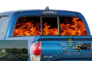 Perforated Flames Rear Window Decal Compatible with Toyota Tacoma