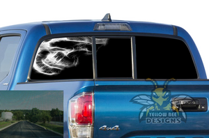 Perforated Half Skull Rear Window Decal Compatible with Toyota Tacoma