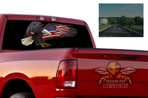 Perforated USA Eagle Rear Window Decal Compatible with Dodge Ram 1500, 2500, 3500