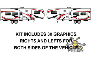 RV, Trailer Hauler, Camper, Motor-Ηome, Caravan Decals, Graphics Kits Black-Red