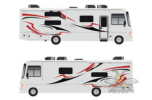 RV Class A Motor Home Camper Decals, Graphics Vinyl Kits Red-Black