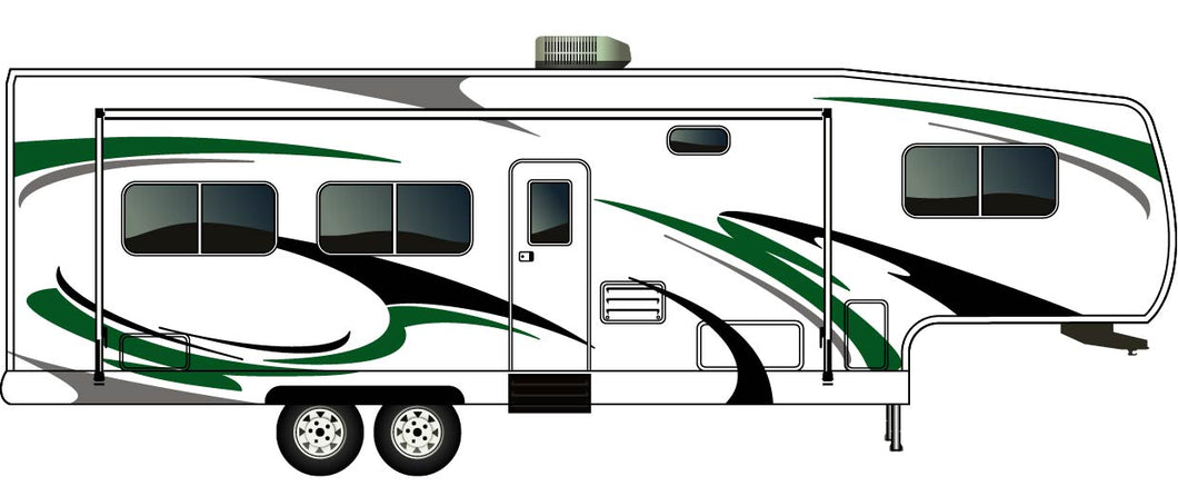 RV, Fifth Wheel Trailer Motor-Ηome, Caravan Decals, Graphics Kits Black-Green-Grey