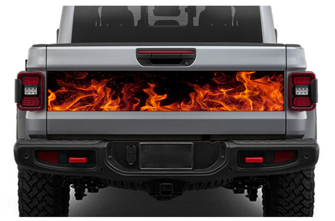 Red Flames Tailgate Door Decals Vinyl Compatible with Jeep JT Gladiator 4 Door (8x53 inches)