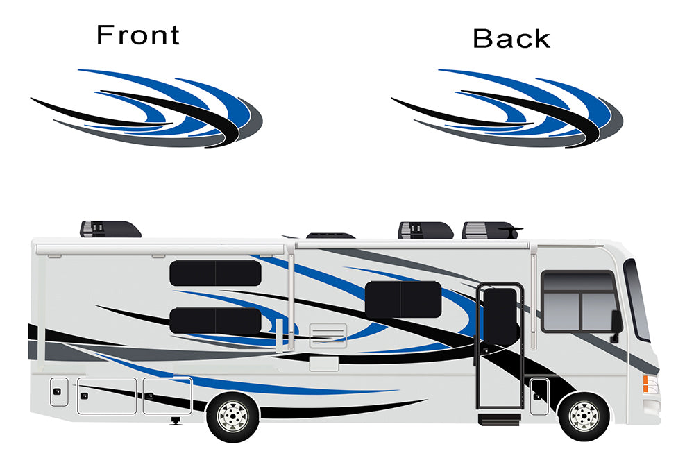 Red Orange Yellow Retro Decals For Class A Motorhome RV, Trailer