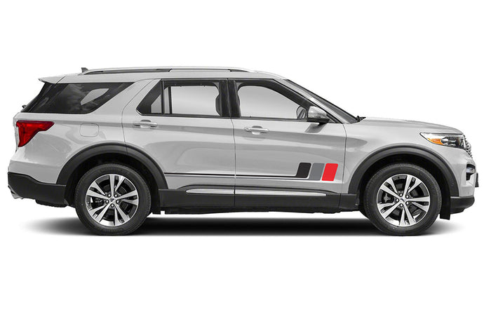 Retro Stripes Black Grey Red Graphics For Ford Explorer decals