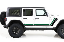 Load image into Gallery viewer, Retro Stripes Graphics Vinyl Decals (Green - Black) Compatible with Jeep JL Wrangler 2018-Present