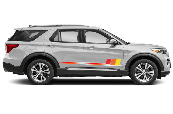 Retro Stripes Red Yellow Orange Graphics For Ford Explorer decals
