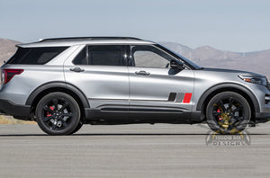 Retro Stripes Black Grey Red Graphics For Ford Explorer decals
