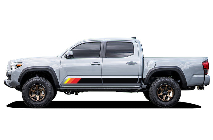 Rocker Retro Color Stripes Graphics Vinyl Decals Compatible with Toyota Tacoma