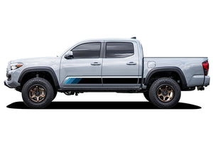 Rocker Triple Blue Color Stripes Graphics Vinyl Decals Compatible with Toyota Tacoma